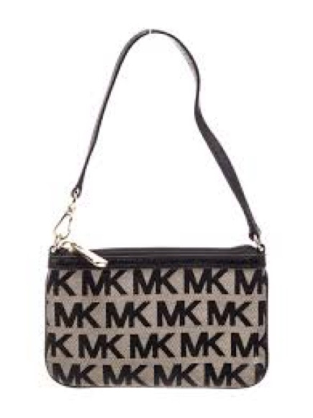 Michael Kors Tan and Black MK Signature Wristlet with Gold Hardware NWT